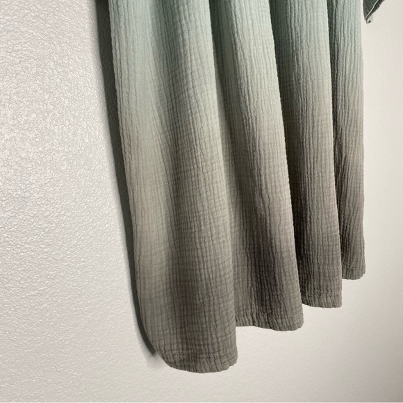 “Kids On The Moon” Green Watercolour Ombré Gauze Cotton Girls Dress - Picture 4 of 10